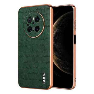 For Huawei Mate 70 AZNS Electroplated Frame Crocodile Texture Full Coverage Phone Case(Green)