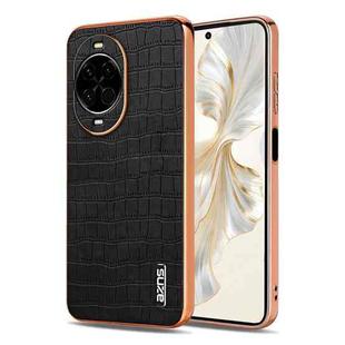 For Huawei nova 14 AZNS Electroplated Frame Crocodile Texture Full Coverage Phone Case(Black)