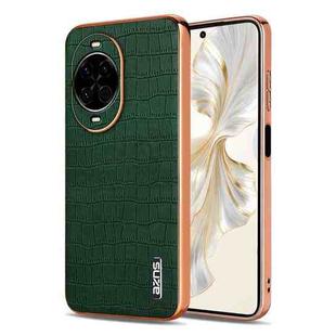 For Huawei nova 14 AZNS Electroplated Frame Crocodile Texture Full Coverage Phone Case(Green)
