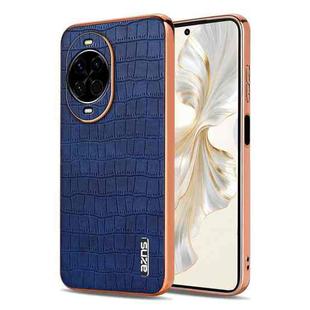For Huawei nova 14 AZNS Electroplated Frame Crocodile Texture Full Coverage Phone Case(Blue)