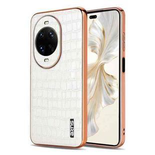 For Huawei nova 14 Ultra AZNS Electroplated Frame Crocodile Texture Full Coverage Phone Case(White)