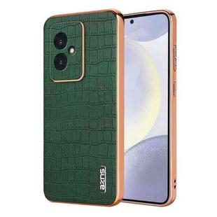 For Honor 100 AZNS Electroplated Frame Crocodile Texture Full Coverage Phone Case(Green)