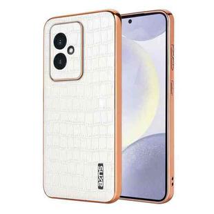 For Honor 100 AZNS Electroplated Frame Crocodile Texture Full Coverage Phone Case(White)