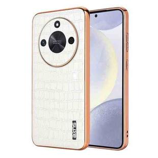 For Honor X50 / X50 Pro / X50 GT AZNS Electroplated Frame Crocodile Texture Full Coverage Phone Case(White)