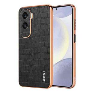 For Honor X50i / 90 Lite AZNS Electroplated Frame Crocodile Texture Full Coverage Phone Case(Black)