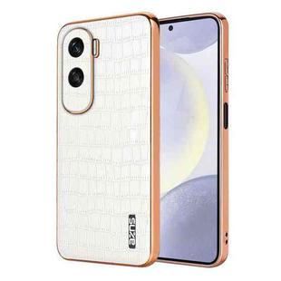 For Honor X50i / 90 Lite AZNS Electroplated Frame Crocodile Texture Full Coverage Phone Case(White)