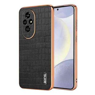 For Honor 200 Pro AZNS Electroplated Frame Crocodile Texture Full Coverage Phone Case(Black)