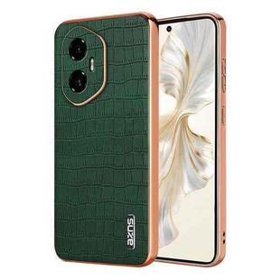 For Honor 300 AZNS Electroplated Frame Crocodile Texture Full Coverage Phone Case(Green)