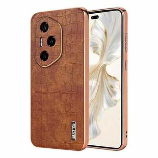 For Honor 300 Pro AZNS Electroplated Frame Crocodile Texture Full Coverage Phone Case(Brown)