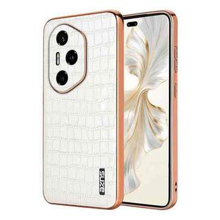 For Honor 300 Pro AZNS Electroplated Frame Crocodile Texture Full Coverage Phone Case(White)