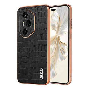 For Honor 300 Ultra AZNS Electroplated Frame Crocodile Texture Full Coverage Phone Case(Black)