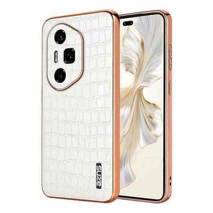 For Honor 300 Ultra AZNS Electroplated Frame Crocodile Texture Full Coverage Phone Case(White)