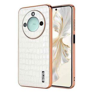 For Honor X60 AZNS Electroplated Frame Crocodile Texture Full Coverage Phone Case(White)