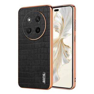 For Honor X60 Pro AZNS Electroplated Frame Crocodile Texture Full Coverage Phone Case(Black)