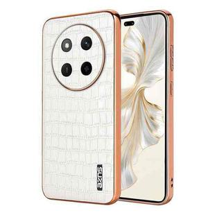 For Honor X60 Pro AZNS Electroplated Frame Crocodile Texture Full Coverage Phone Case(White)