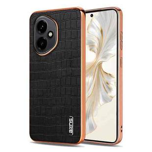 For Honor 400 Global 156.5mm AZNS Electroplated Frame Crocodile Texture Full Coverage Phone Case(Black)