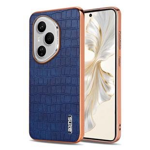 For Honor 400 Pro Global 160.8mm AZNS Electroplated Frame Crocodile Texture Full Coverage Phone Case(Blue)