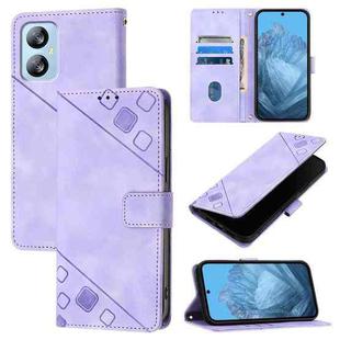 For Blackview A52 Skin Feel Embossed Leather Phone Case(Light Purple)