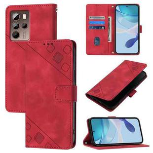 For HTC U24 Pro Skin Feel Embossed Leather Phone Case(Red)