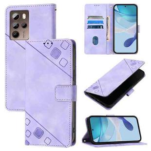 For HTC U24 Pro Skin Feel Embossed Leather Phone Case(Light Purple)