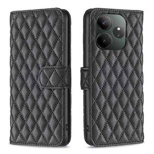 For Realme GT 6 / GT 6T Diamond Lattice Wallet Flip Leather Phone Case(Black)