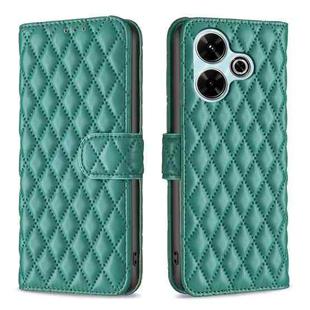 For Xiaomi Poco M6 4G / Redmi 13 4G Diamond Lattice Wallet Flip Leather Phone Case(Green)