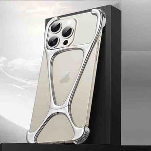 For iPhone 15 Pro Max Hercules Zinc Alloy Borderless Metal Phone Case(Bright Silver)