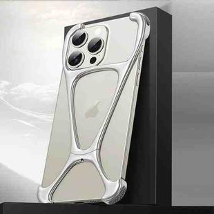 For iPhone 15 Pro Max Hercules Zinc Alloy Borderless Metal Phone Case(Matt Silve)