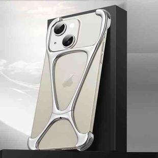For iPhone 15 Hercules Zinc Alloy Borderless Metal Phone Case(Bright Silver)