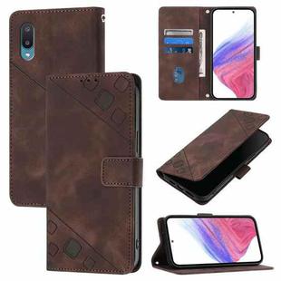 For Samsung Galaxy A02 / M02 Skin Feel Embossed Leather Phone Case(Brown)