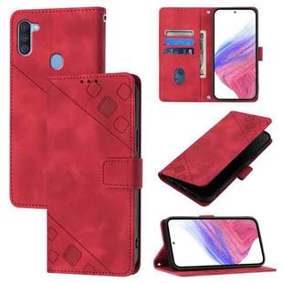 For Samsung Galaxy A11 EU Skin Feel Embossed Leather Phone Case(Red)