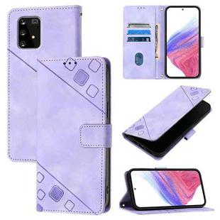 For Samsung Galaxy A91 / M80s / S10 Lite Skin Feel Embossed Leather Phone Case(Light Purple)