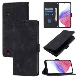For Samsung Galaxy A01 EU Skin Feel Embossed Leather Phone Case(Black)