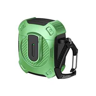 For AirPods 2 / 1 Lock Shockproof Bluetooth Earphone Protective Case(Black Green)