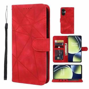 For OnePlus Nord CE 3 Lite Skin Feel Geometric Lines Leather Phone Case(Red)