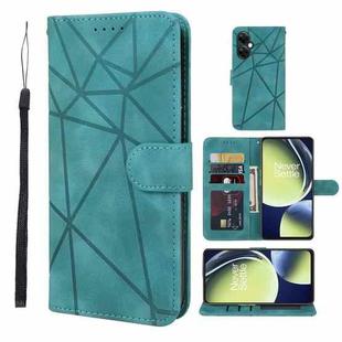 For OnePlus Nord CE 3 Lite Skin Feel Geometric Lines Leather Phone Case(Green)