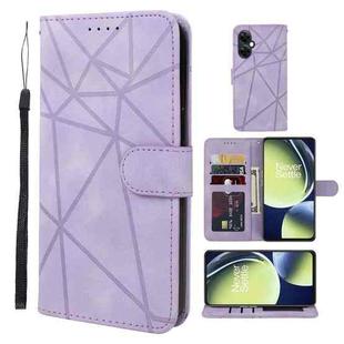 For OnePlus Nord CE 3 Lite Skin Feel Geometric Lines Leather Phone Case(Purple)