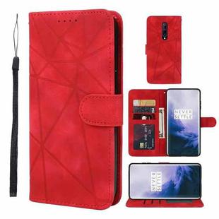 For OnePlus 7 Pro Skin Feel Geometric Lines Leather Phone Case(Red)