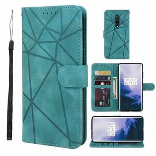 For OnePlus 7 Pro Skin Feel Geometric Lines Leather Phone Case(Green)