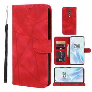 For OnePlus 8 Skin Feel Geometric Lines Leather Phone Case(Red)