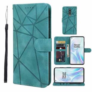 For OnePlus 8 Skin Feel Geometric Lines Leather Phone Case(Green)