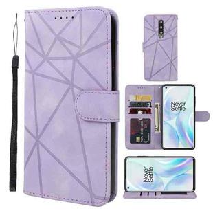 For OnePlus 8 Skin Feel Geometric Lines Leather Phone Case(Purple)