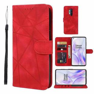 For OnePlus 8 Pro Skin Feel Geometric Lines Leather Phone Case(Red)