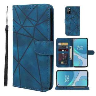For OnePlus 8T Skin Feel Geometric Lines Leather Phone Case(Blue)