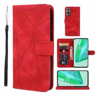 For OnePlus 9 Pro Skin Feel Geometric Lines Leather Phone Case(Red)