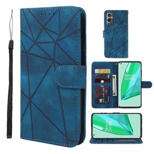 For OnePlus 9 Pro Skin Feel Geometric Lines Leather Phone Case(Blue)