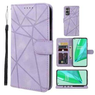 For OnePlus 9 Pro Skin Feel Geometric Lines Leather Phone Case(Purple)
