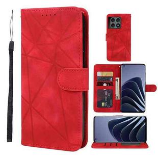 For OnePlus 10 Pro 5G Skin Feel Geometric Lines Leather Phone Case(Red)