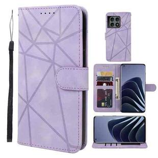 For OnePlus 10 Pro 5G Skin Feel Geometric Lines Leather Phone Case(Purple)