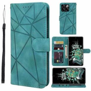 For OnePlus 10T Skin Feel Geometric Lines Leather Phone Case(Green)